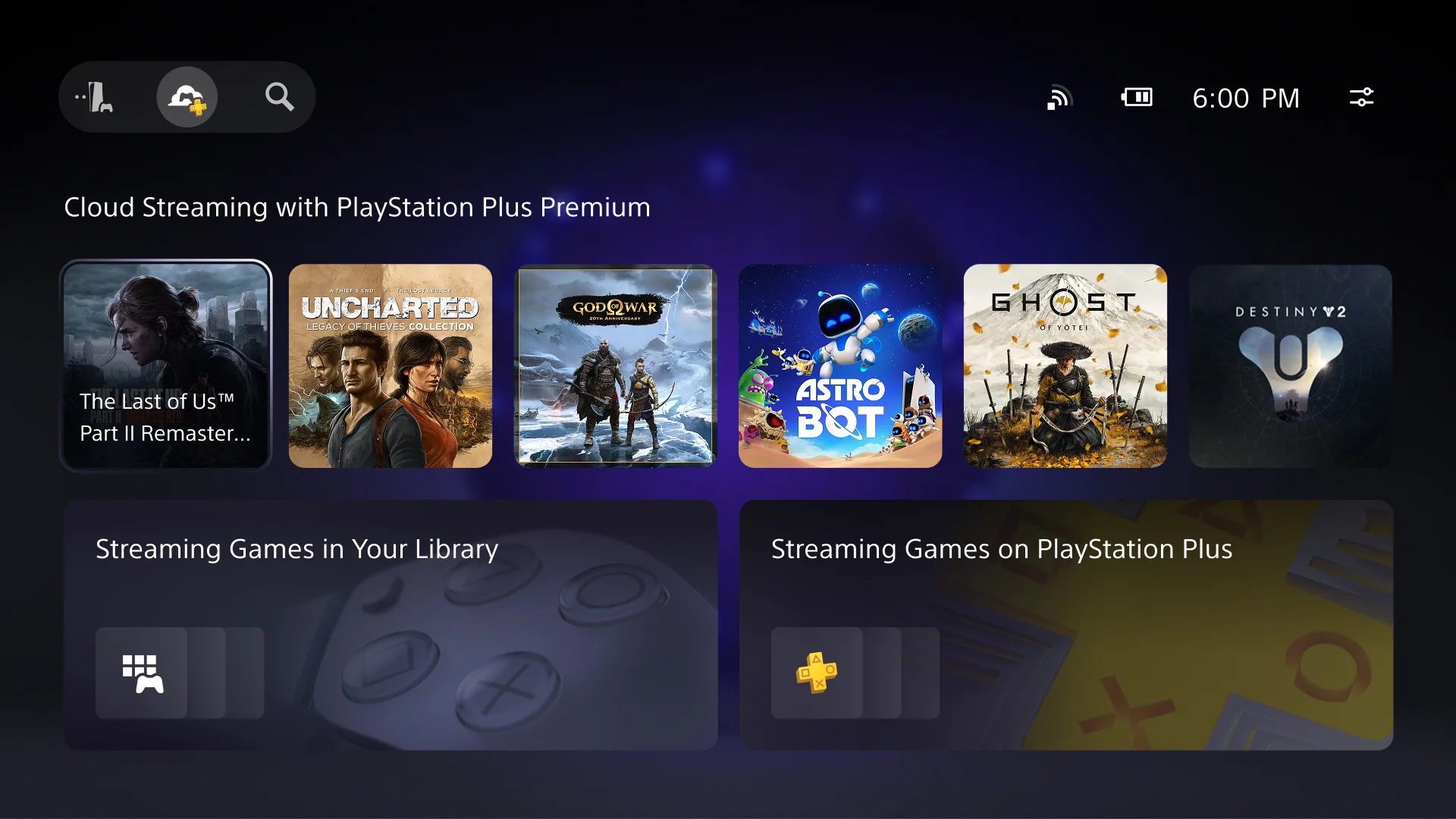 Cloud streaming for PS5 games 
